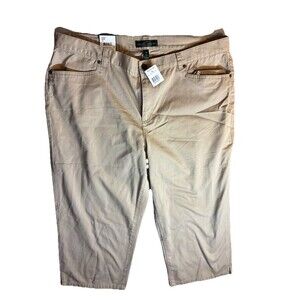 Lauren Ralph Lauren New W Jeans Sz 18W Khaki Cropped Capri Classic Mid Calf